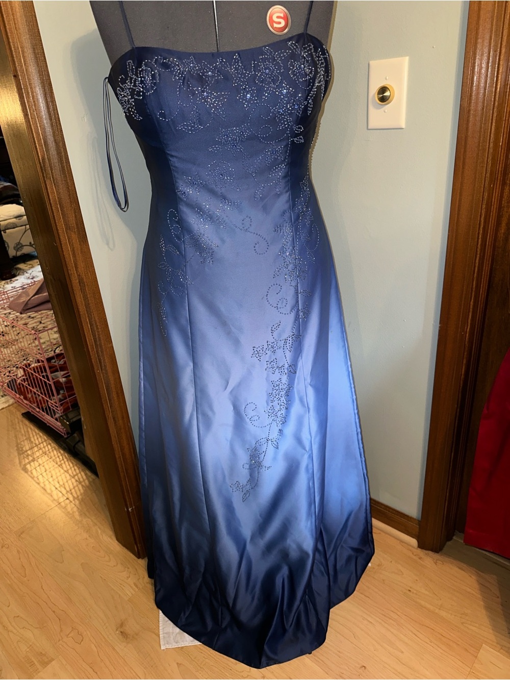 Jump Navy Beaded Strapless Prom Gown
